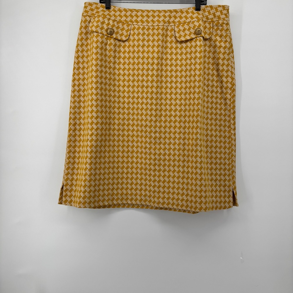 JL Studio Jessica London Mustard Yellow Houndstooth Pencil Skirt Plus 18W Gold